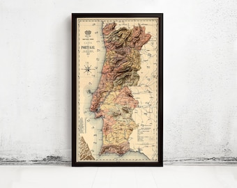 Vintage Map of Portugal 1917, Mapa de Portugal, Old Map of Portugal | Vintage Map Wall Art Print | Large Map Print | Home Decor Wall Art