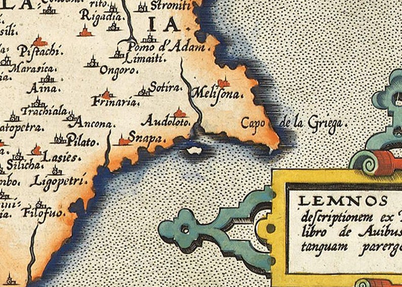 Old Map of Cyprus 1573 Vintage Map Vintage Poster Wall Art Print Wall Map Print Old Map Print image 3