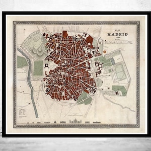 Old Map of Madrid 1844 Spain Vintage Map | Vintage Map Wall Art Print | Large Map Print | Home Decor Wall Art