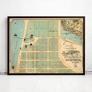 Old Map of Pismo Beach San Luis Obispo 1887 Vintage Map | Vintage Map Wall Art Print | Large Map Print | Home Decor Wall Art