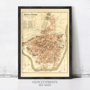 The image is a framed vintage map of the city of Florence, Italy, depicting the city's layout and surrounding areas.