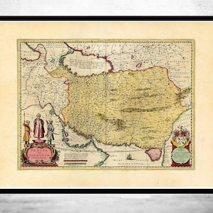 Old Map of Persia Iran 1665  | Vintage Map Wall Art Print | Large Map Print | Home Decor Wall Art