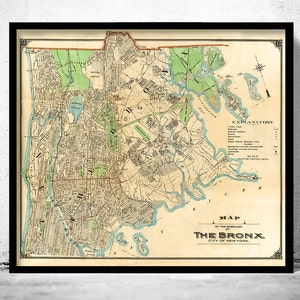 Old Map of Bronx New York 1900 fine reproduction Vintage Poster Wall Art Print Wall Map Print Old Map Print image 1