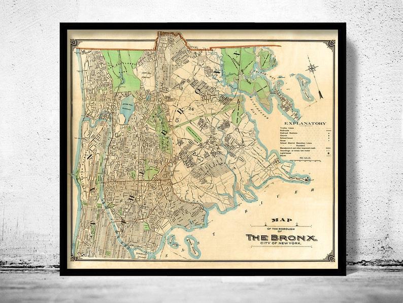 Old Map of Bronx New York 1900 fine reproduction Vintage Poster Wall Art Print Wall Map Print Old Map Print image 1