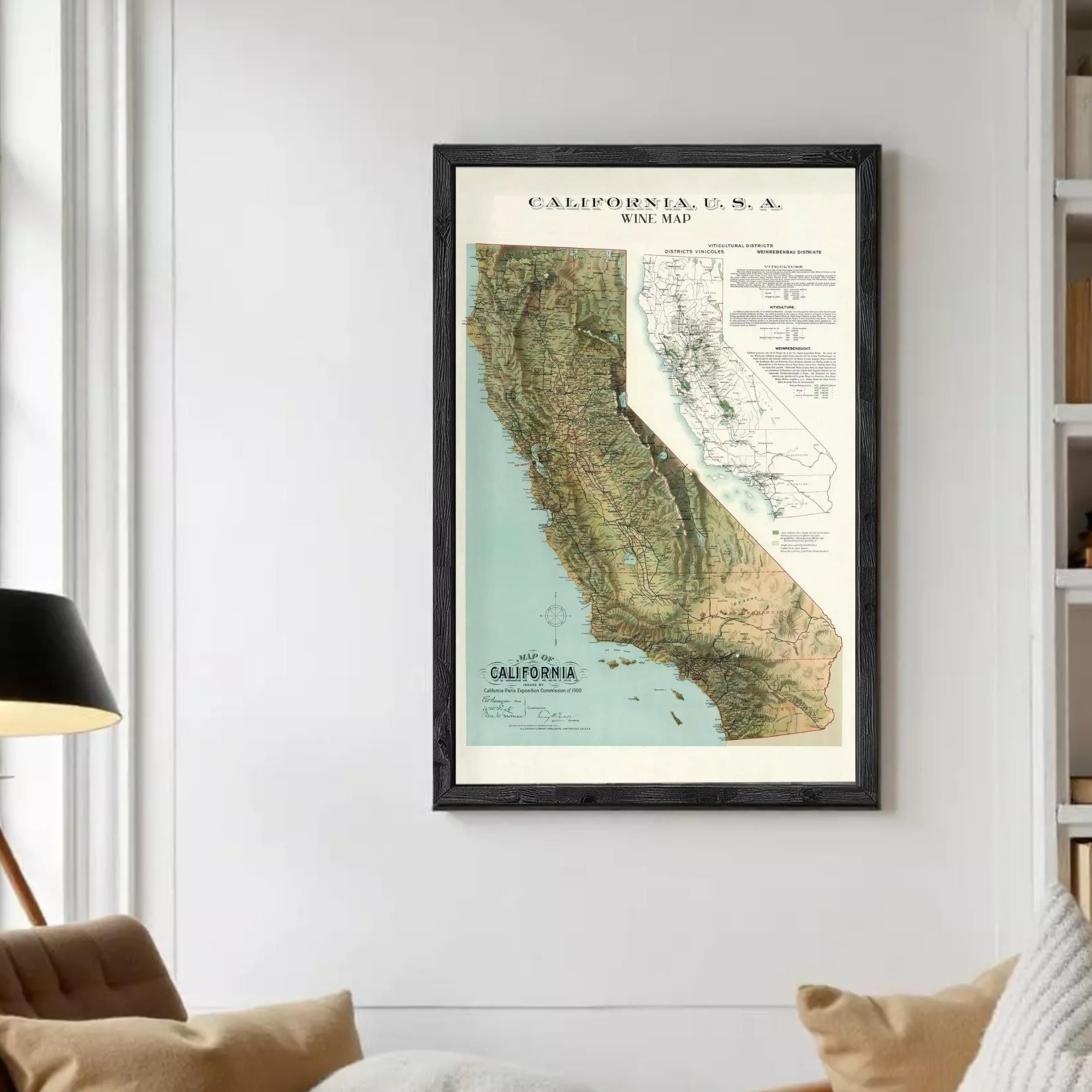 Old Map of California Wine Map 1900 Vintage Map | Wall Map Print - Etsy