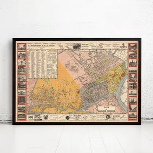 Vintage Map of Saigon Ho Chi Minh City Vietnam  | Vintage Map Wall Art Print | Large Map Print | Home Decor Wall Art
