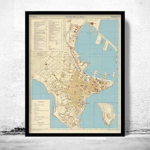 Old Map of Dakar Senegal 1941 Vintage Map | Vintage Map Wall Art Print | Large Map Print | Home Decor Wall Art