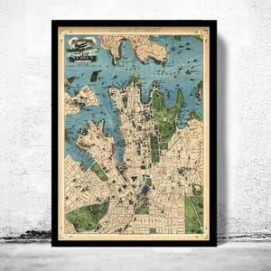 Old Map of Sydney Australia 1922 Vintage map | Vintage Map Wall Art Print | Large Map Print | Home Decor Wall Art