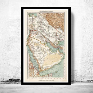 Old Map of Middle East Arabia Vintage map 1929 Vintage Poster Wall Art Print Wall Map Print Old Map Print image 1