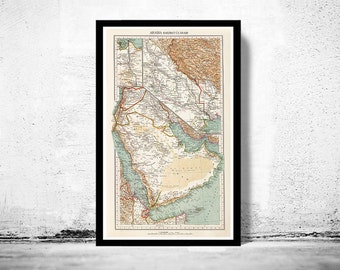 Old Map of Middle East Arabia Vintage map 1929  | Vintage Poster Wall Art Print | Wall Map Print |  Old Map Print