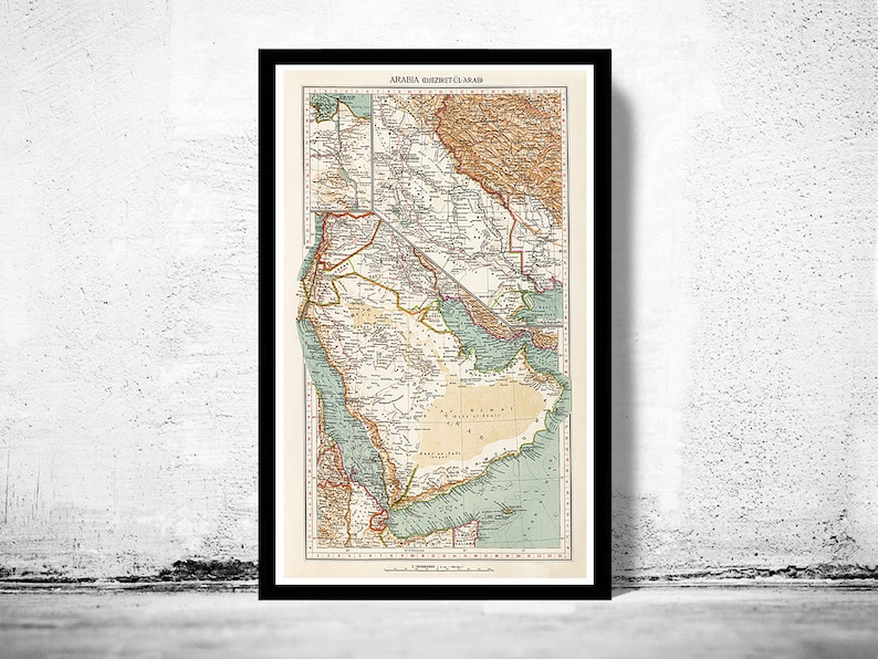 Old Map of Middle East Arabia Vintage map 1929 Vintage Poster Wall Art Print Wall Map Print Old Map Print image 1