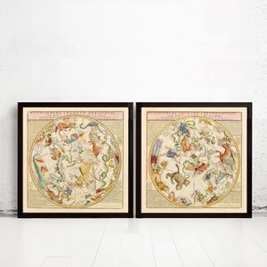Old Planisphere Celeste meridional and septentrional 1775 Vintage Map | Vintage Map Wall Art Print | Large Poster Print