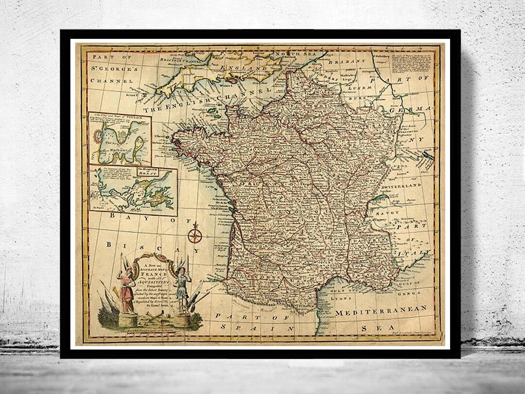 Old Map of France 1747 Vintage Map | Vintage Map Wall Art Print | Large ...