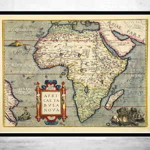 Old Map of Africa 1579 Vintage Map | World Map Gift World Map Print | Vintage World Map | World Map Wall Art | Large Map Print