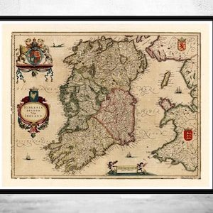 Vintage Map of Ireland 1640 Beautiful Old Map of Ireland  | Vintage Map Wall Art Print | Large Map Print | Home Decor Wall Art