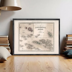 Old Map French Polynesia Vintage Map 1858 | Wall Map Print