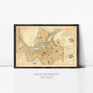 Old Map of Richmond Virginia 1876 Vintage Map | Vintage Map Wall Art Print | Large Map Print | Home Decor Wall Art