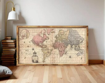 1923年オリジナルアンティーク世界地図 - マウント・マット加工 - 装飾