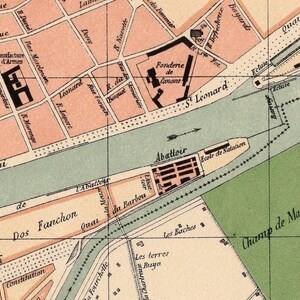 Liège Belgium Vintage Map 1880 | Antique City Wall Decor Print image 5