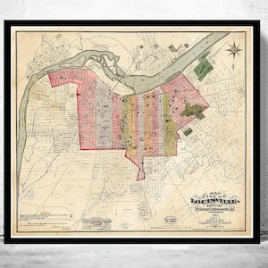 Old Map of Louisville Kentucky 1898 Vintage Map | Vintage Map Wall Art Print | Large Map Print | Home Decor Wall Art