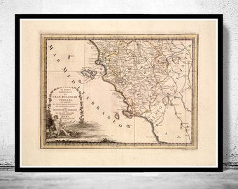 Old Map of Tuscany Toscana Italy 1791 Vintage Map | Vintage Poster Wall Art Print | Wall Map Print |  Old Map Print