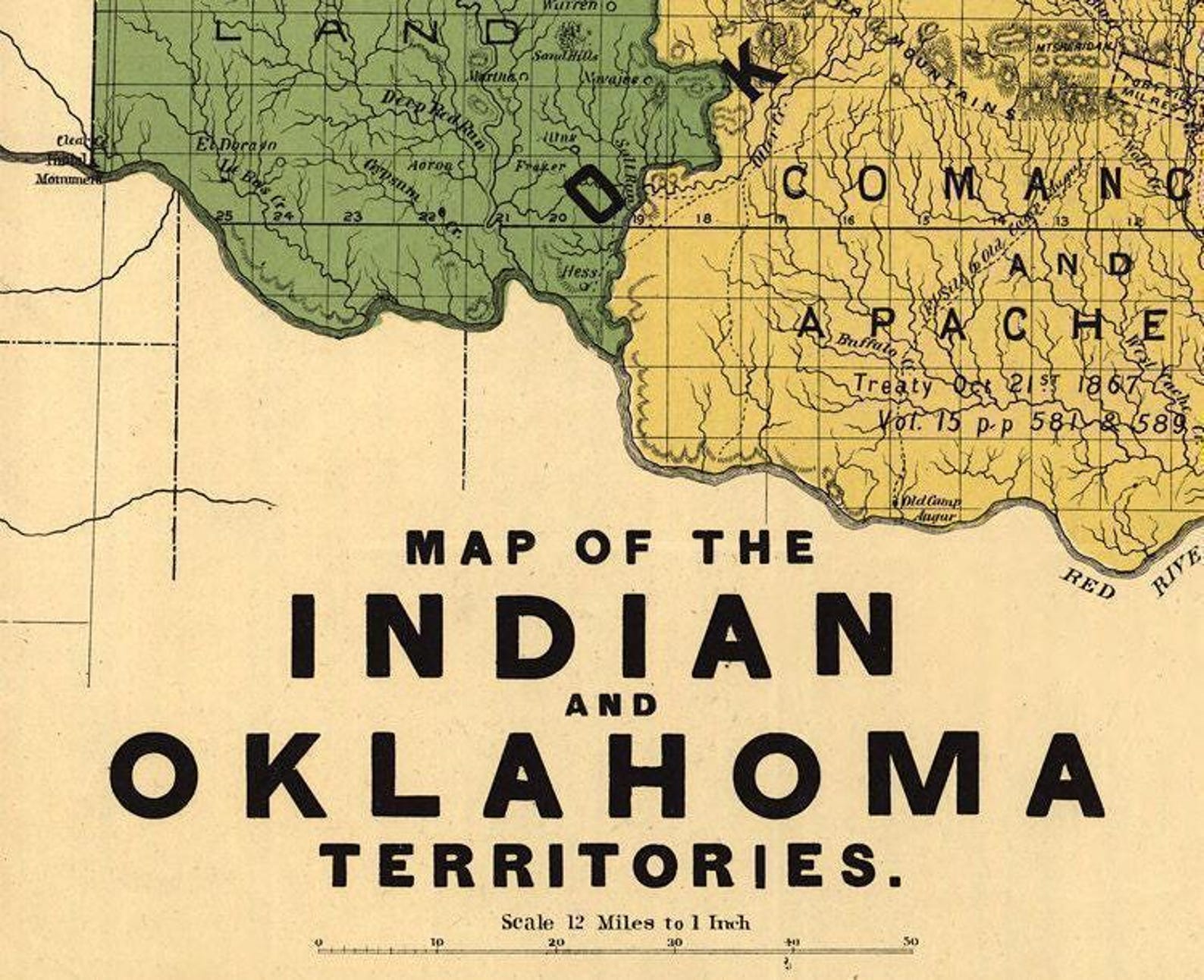 Old Map of Oklahoma Indian Territory 1892 Vintage Map | Wall Map Print ...