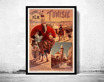 Vintage Poster of Tunisie Tunisia  1891 Tourism poster travel | Vintage Poster Wall Art Print |