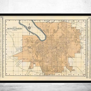 Old map of Montgomery Alabama 1950 Vintage Map  | Vintage Map Wall Art Print | Large Map Print | Home Decor Wall Art