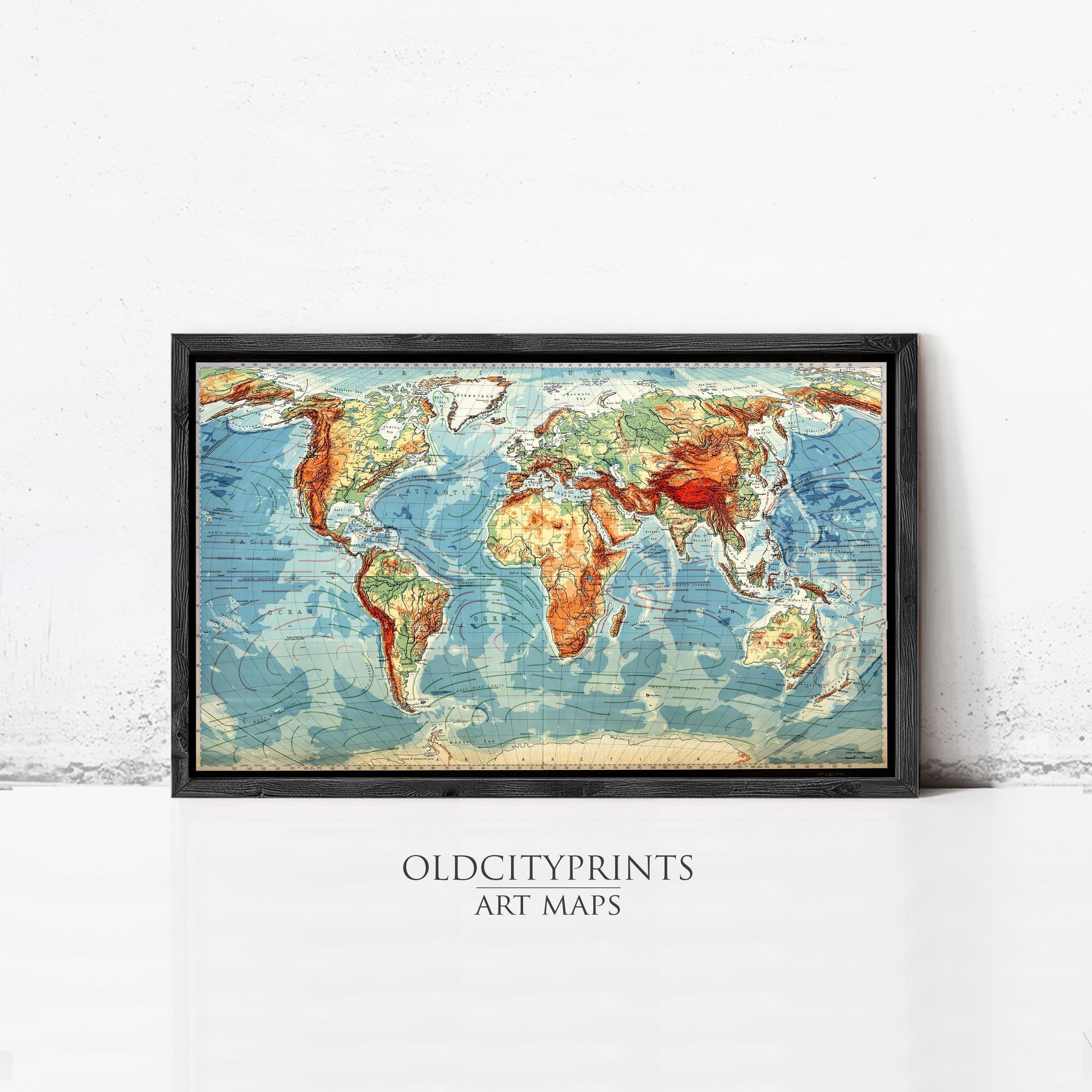 World map 1950 - Etsy 日本