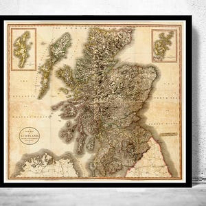 Old Map of Scotland 1801 Vintage Look  North britain  | Vintage Map Wall Art Print | Large Map Print | Home Decor Wall Art