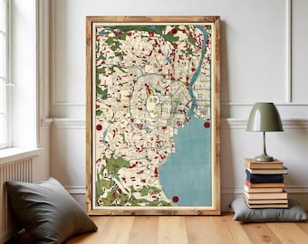 1902年の日本地図、高解像度プリント最大40x60インチ（100x150cm）の