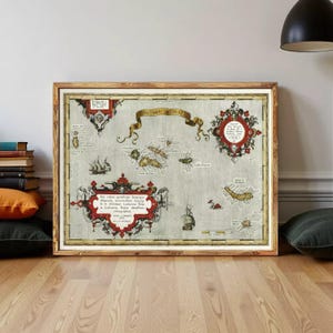 Old Map of Açores Azores Islands 1584 Vintage Map | Wall Map Print