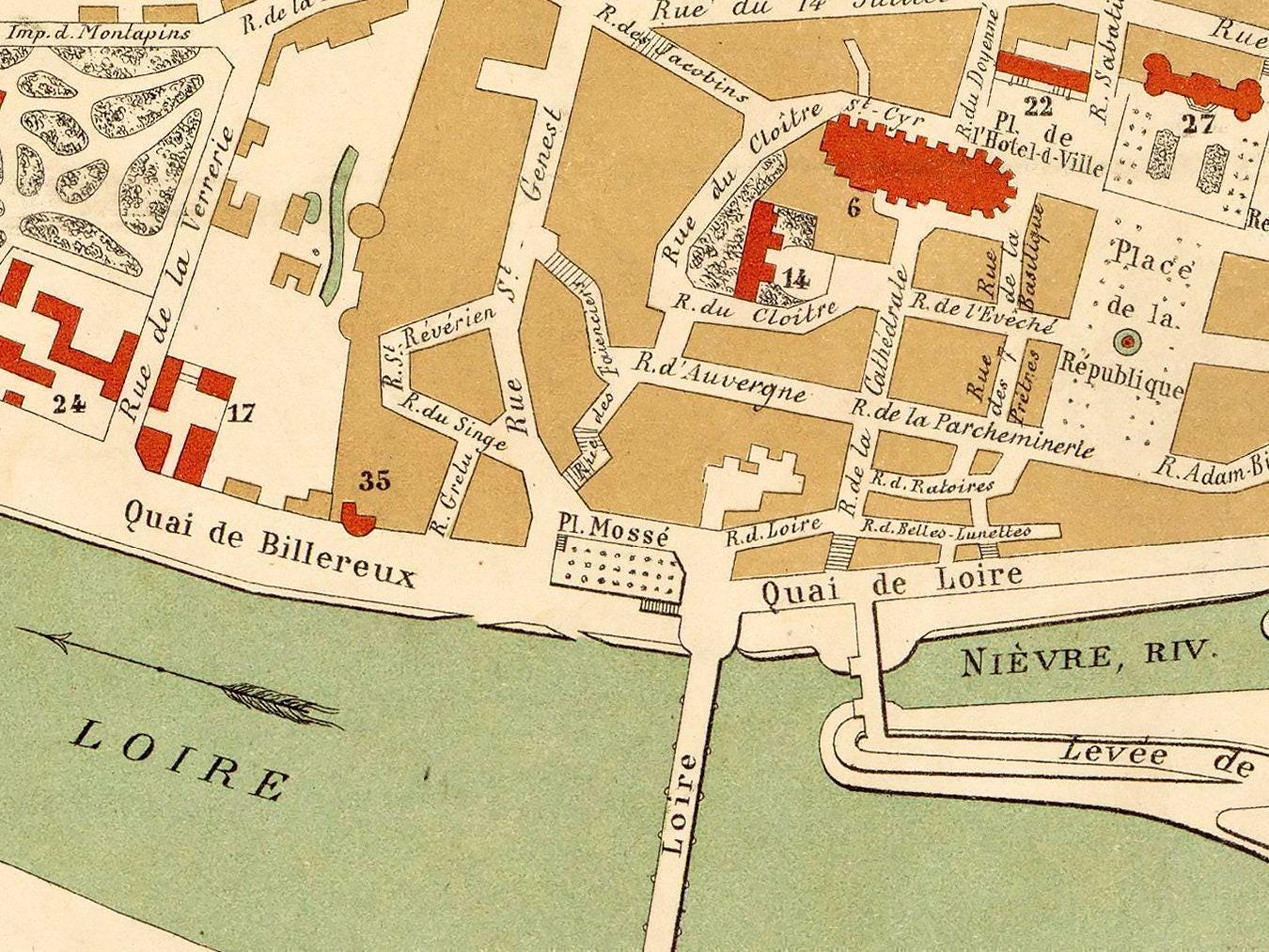 Old Map of Nevers France 1890 Vintage Map | Wall Map Print - Etsy