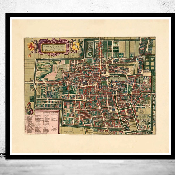 Old Vintage Map of The Hague Den Haag 1695 Antique Vintage Map  | Vintage Poster Wall Art Print | Wall Map Print | Old Map Print