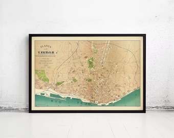 Lisbon Portugal 1890 Vintage Map Print | Antique Wall Decor