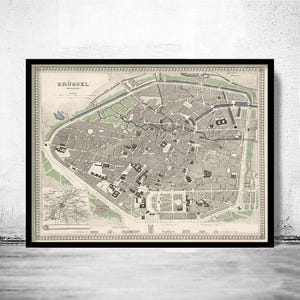 Old Map of Brussels Belgium 1860 Vintage Map | Vintage Map Wall Art Print | Large Map Print | Home Decor Wall Art