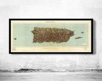 Old Map of Puerto Rico and adjacent islands 1952 Vintage Map | Vintage Poster Wall Art Print | Wall Map Print |  Old Map Print