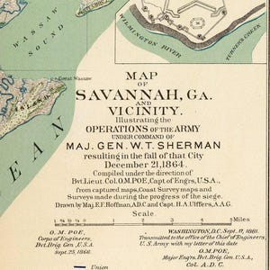 Vintage map of Savannah GA Georgia 1895, United States of America | Wall Map Print image 4