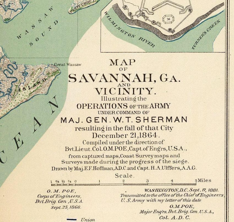 Vintage map of Savannah GA Georgia 1895, United States of America | Wall Map Print image 4