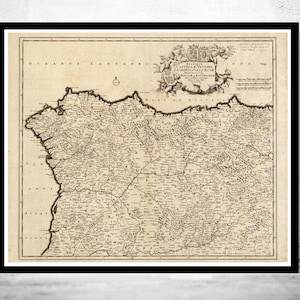 Old Map of Galicia Coruña Corunya 1780 Spain  | Vintage Map Wall Art Print | Large Map Print | Home Decor Wall Art