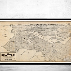 Old Map of Seattle Washington 1925 Vintage Map | Vintage Poster Wall Art Print | Wall Map Print | Old Map Print