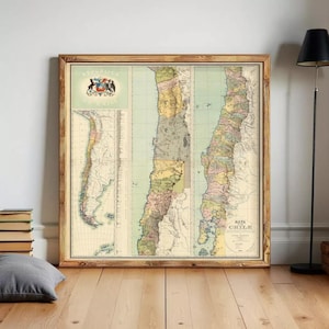 Old Map of Chile 1884 School Map | Wall Map Print