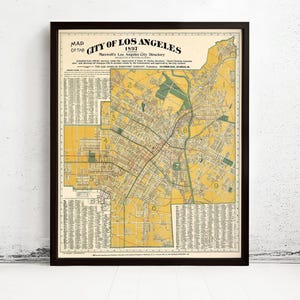 Old Map of Los Angeles 1897 Vintage Map od Los Angeles City | Vintage Map Wall Art Print | Large Map Print | Home Decor Wall Art