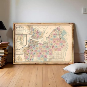 Old Map of Ottawa Canada 1888 Vintage Map | Wall Map Print