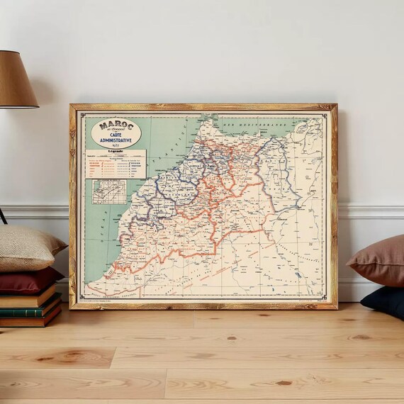 Vintage Old Map of Morocco Le Maroc 1937 Vintage Map | Wall Map Print