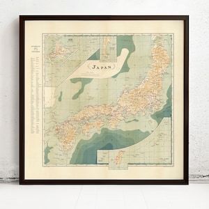 Old Map of Japan 1913 Vintage Map of Japan Island | Vintage Map Wall Art Print   | Japanese decor | Large Map Print | Home Decor Wall Art