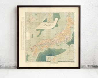 Old Map of Japan 1913 Vintage Map of Japan Island | Vintage Map Wall Art Print   | Japanese decor | Large Map Print | Home Decor Wall Art