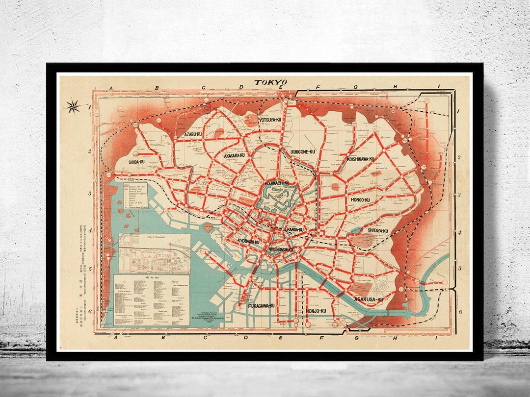 Old Map of Tokyo Japan 1929 Vintage Map | Wall Map Print - Etsy Singapore