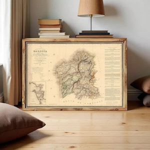 Old Map of Galicia Galiza Espana 1837 Spain Vintage Map | Wall Map Print