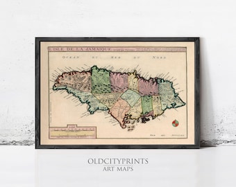 Vintage Map of Jamaica 1705 | Antique Wall Decor Art Print